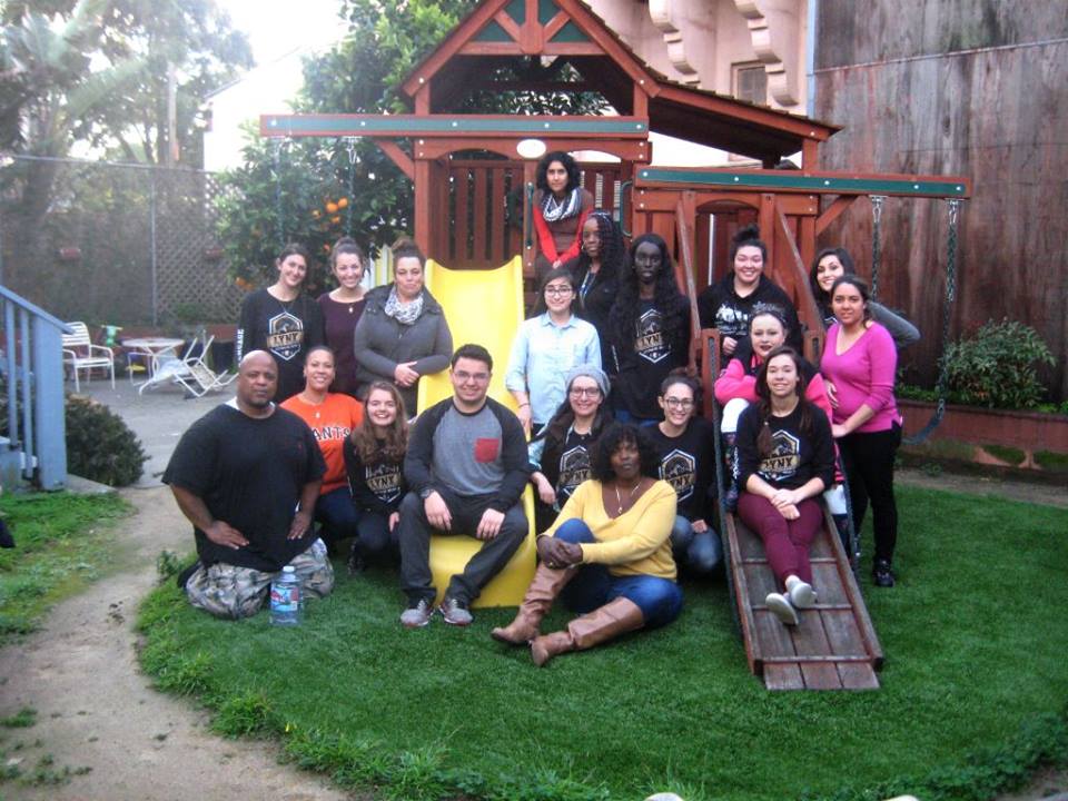 CJCJ staff and student volunteers in the Cameo House Backyard.