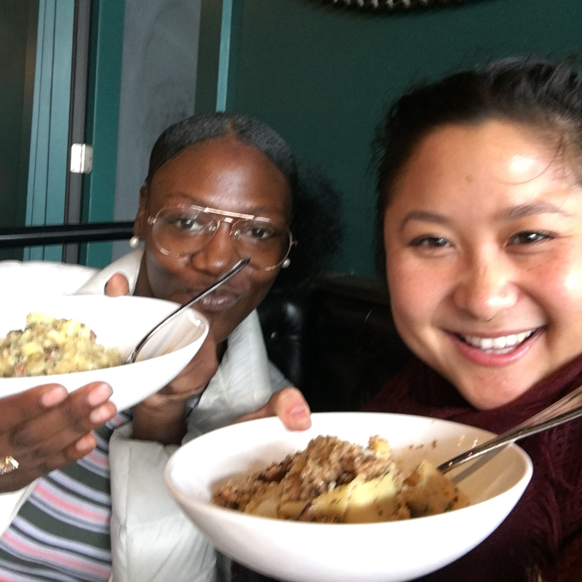 Brianna and Trang enjoy a delicious celebratory dinner together!
